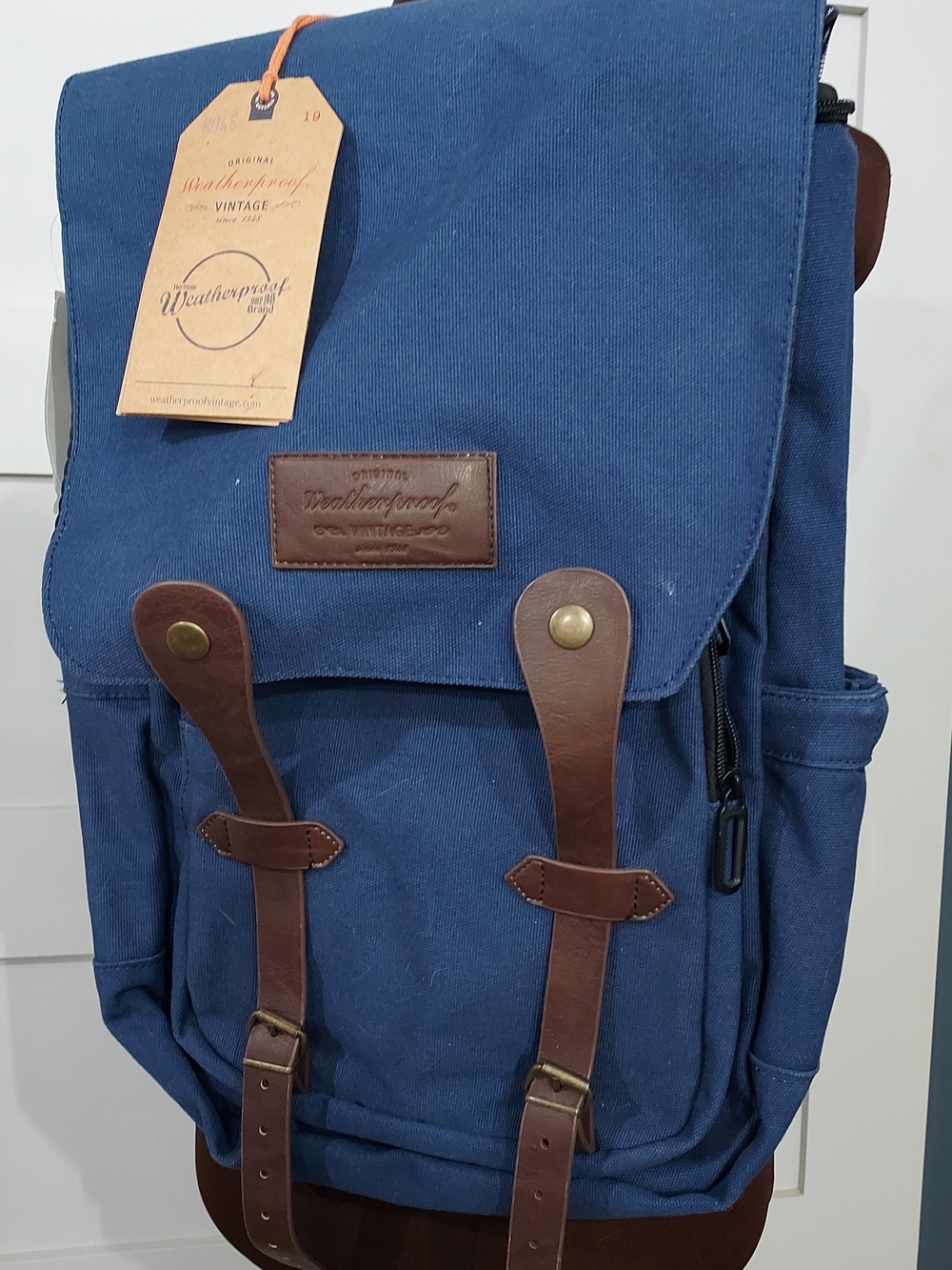 Weatherproof Vintage Blue Canvas Messenger Backpack